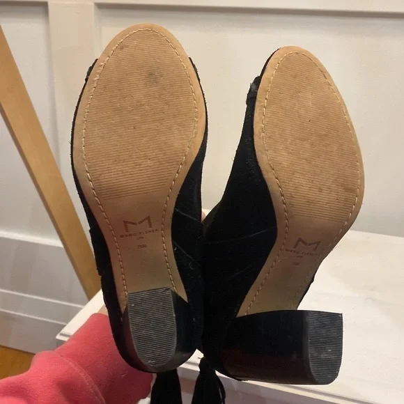 Marc Fisher Suede Peep Toe Chunky Heel Ankle Boot‎ - Picture 7 of 9